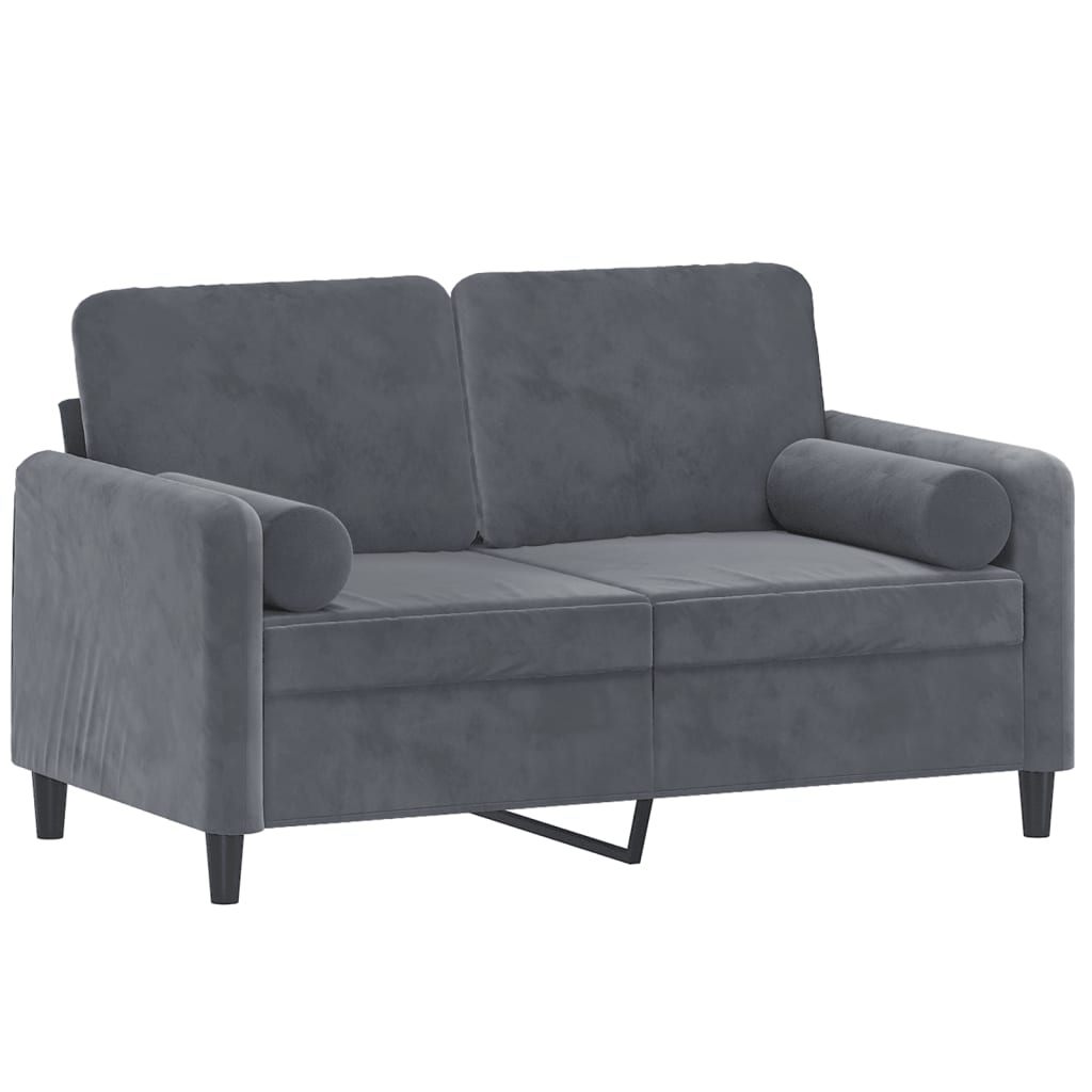 vidaXL Canapea cu 2 locuri cu pernuțe, gri închis, 120 cm, catifea vidaXL Canapea cu 2 locuri cu pernuțe, gri închis, 120 cm, catifea