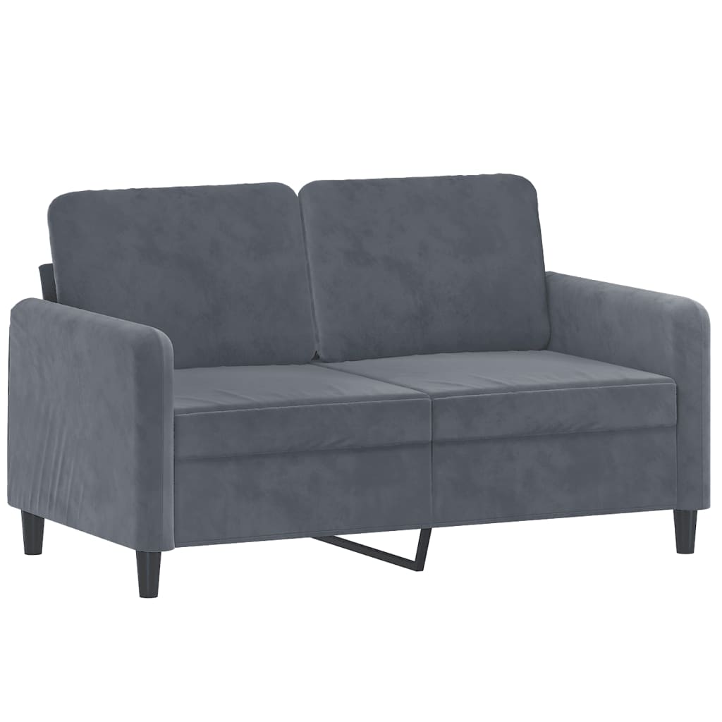 vidaXL Canapea cu 2 locuri cu pernuțe, gri închis, 120 cm, catifea vidaXL Canapea cu 2 locuri cu pernuțe, gri închis, 120 cm, catifea