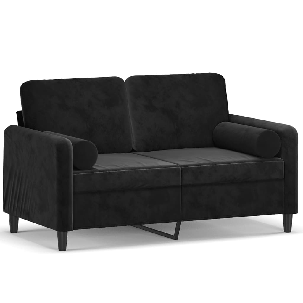 vidaXL Canapea cu 2 locuri cu pernuțe, negru, 120 cm, catifea vidaXL Canapea cu 2 locuri cu pernuțe, negru, 120 cm, catifea