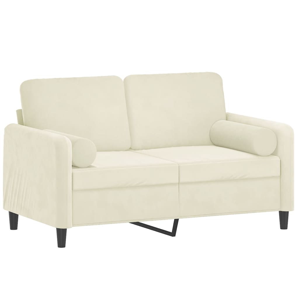 vidaXL Canapea cu 2 locuri cu pernuțe, crem, 120 cm, catifea vidaXL Canapea cu 2 locuri cu pernuțe, crem, 120 cm, catifea