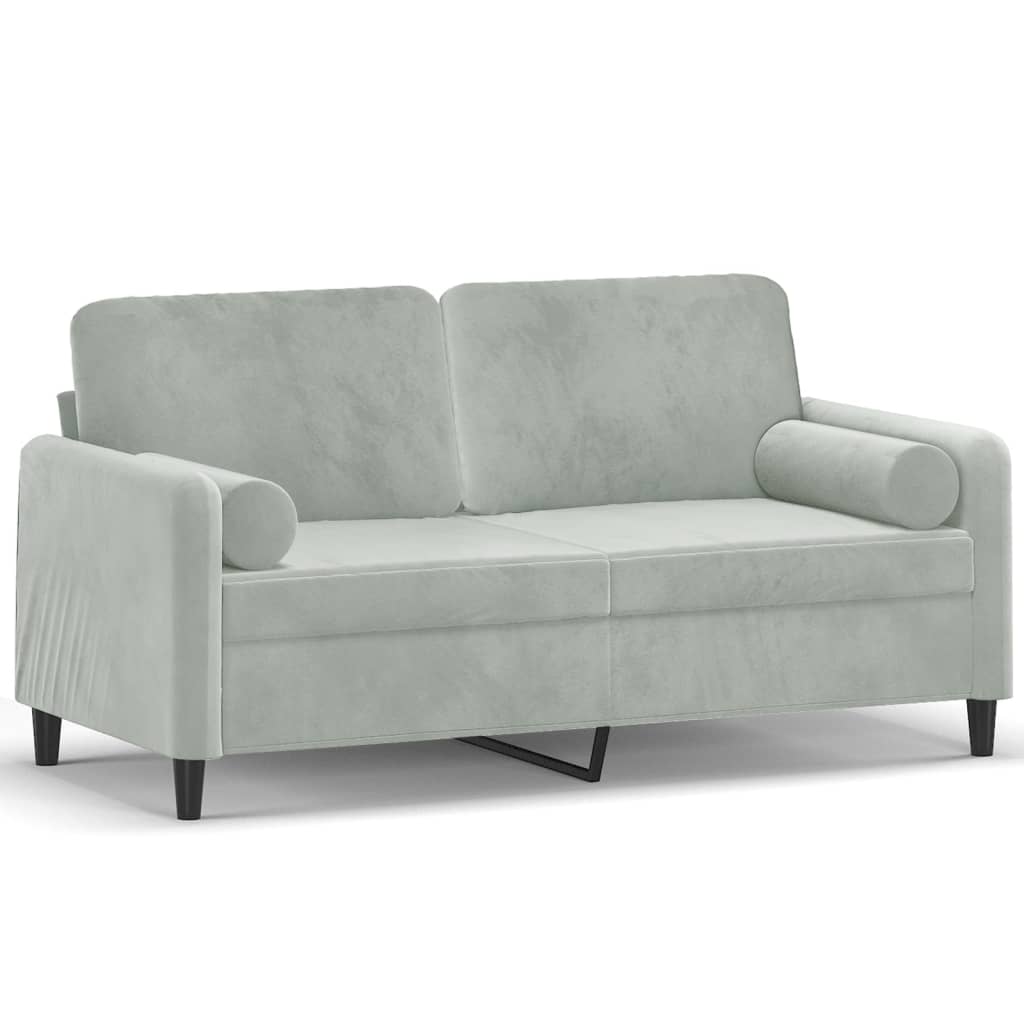 vidaXL Canapea cu 2 locuri cu pernuțe, gri deschis, 140 cm, catifea vidaXL Canapea cu 2 locuri cu pernuțe, gri deschis, 140 cm, catifea