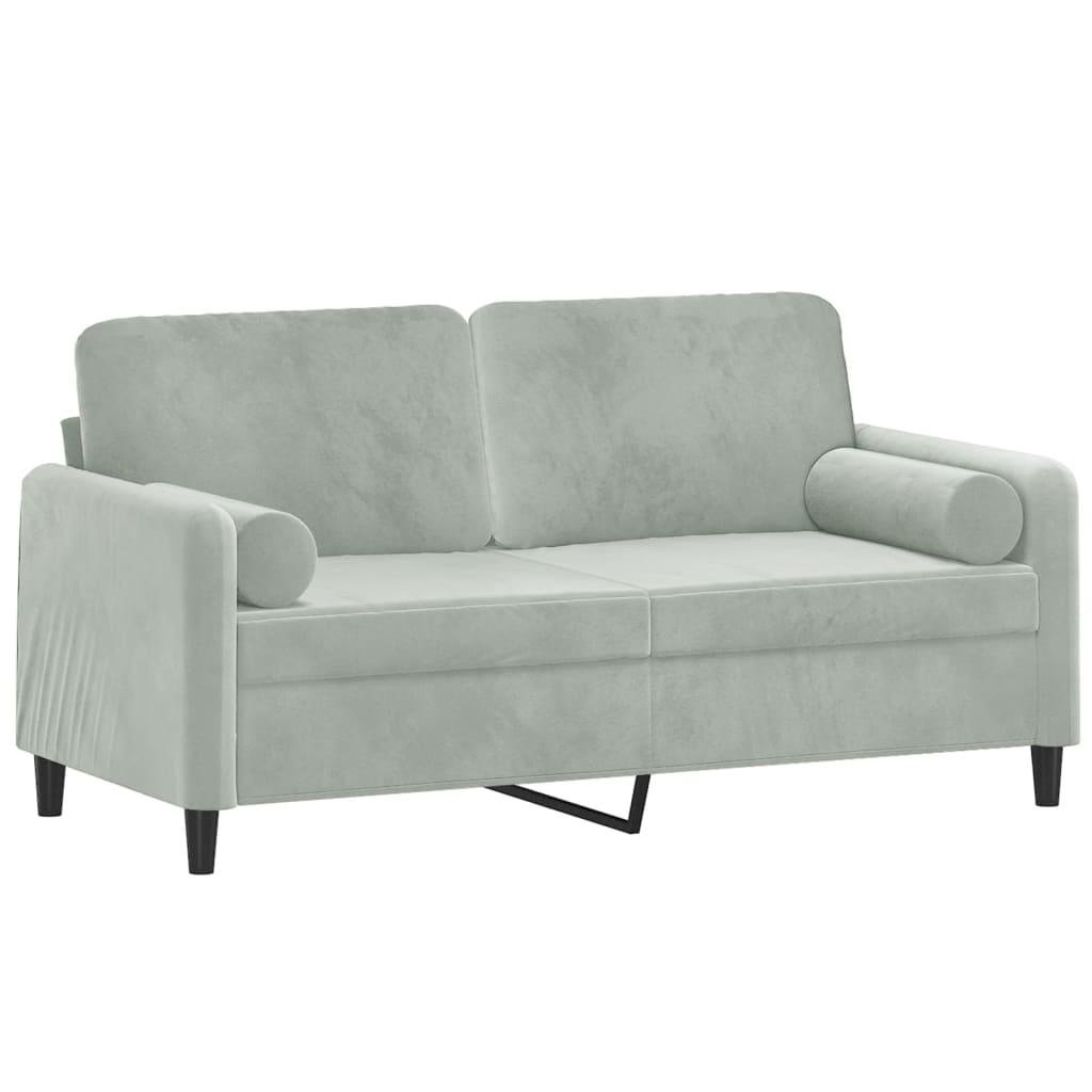 vidaXL Canapea cu 2 locuri cu pernuțe, gri deschis, 140 cm, catifea vidaXL Canapea cu 2 locuri cu pernuțe, gri deschis, 140 cm, catifea