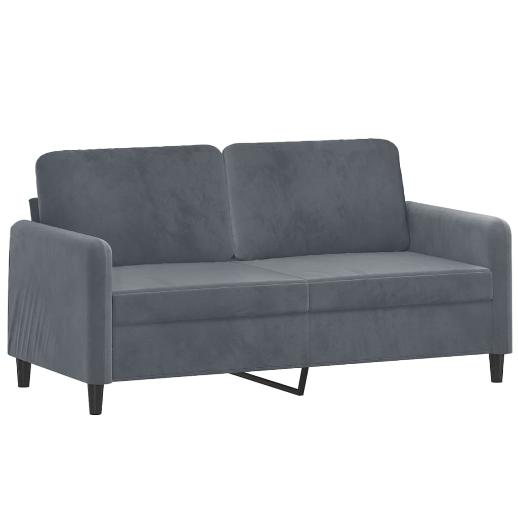 vidaXL Canapea cu 2 locuri cu pernuțe, gri închis, 140 cm, catifea