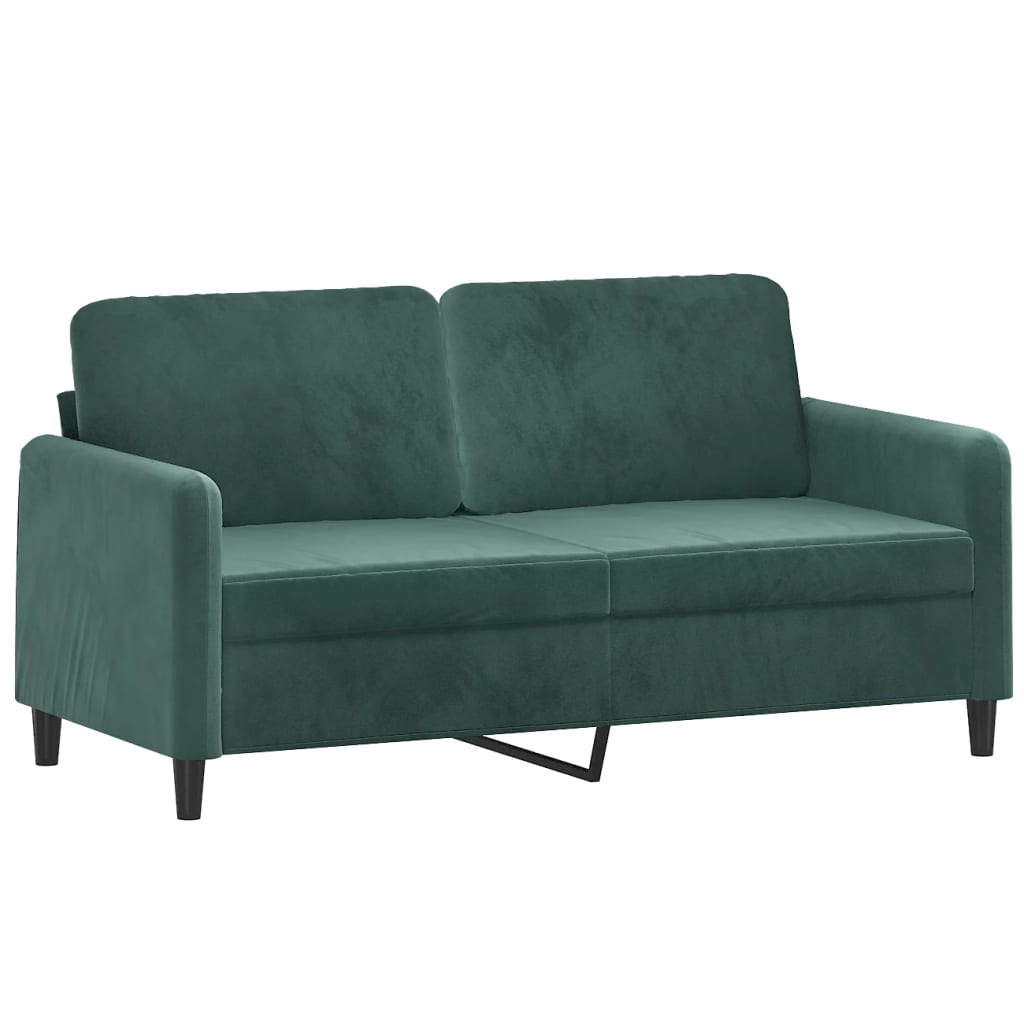 vidaXL Canapea cu 2 locuri cu pernuțe, verde închis, 140 cm, catifea