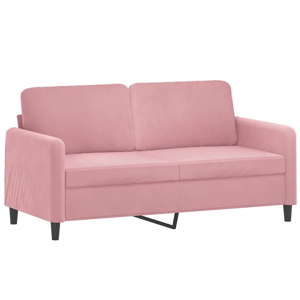 vidaXL Canapea cu 2 locuri cu pernuțe, roz, 140 cm, catifea