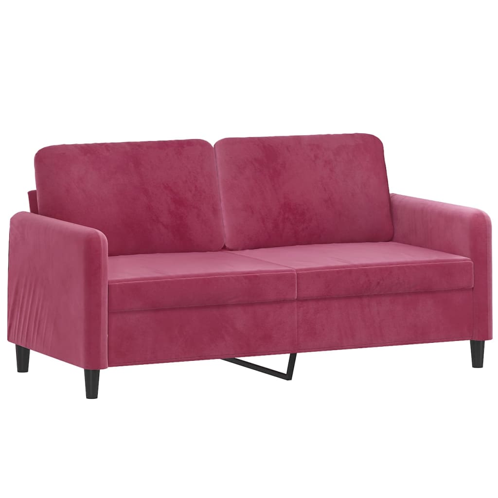 vidaXL Canapea cu 2 locuri cu pernuțe, roșu vin, 140 cm, catifea