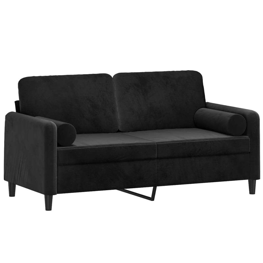 vidaXL Canapea cu 2 locuri cu pernuțe, negru, 140 cm, catifea vidaXL Canapea cu 2 locuri cu pernuțe, negru, 140 cm, catifea