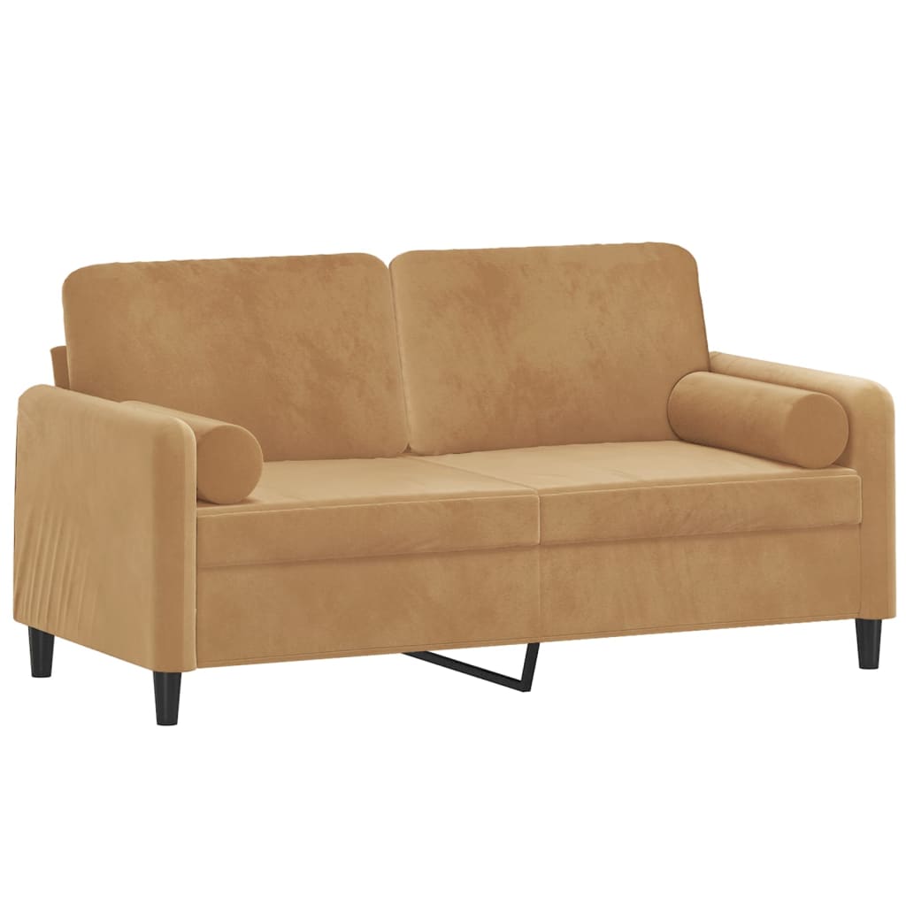 vidaXL Canapea cu 2 locuri cu pernuțe, maro, 140 cm, catifea vidaXL Canapea cu 2 locuri cu pernuțe, maro, 140 cm, catifea