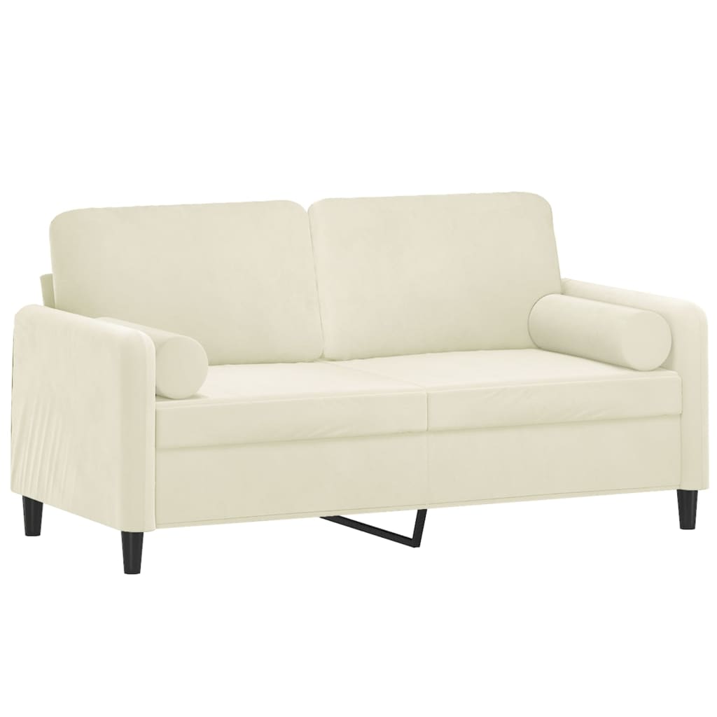 vidaXL Canapea cu 2 locuri cu pernuțe, crem, 140 cm, catifea vidaXL Canapea cu 2 locuri cu pernuțe, crem, 140 cm, catifea