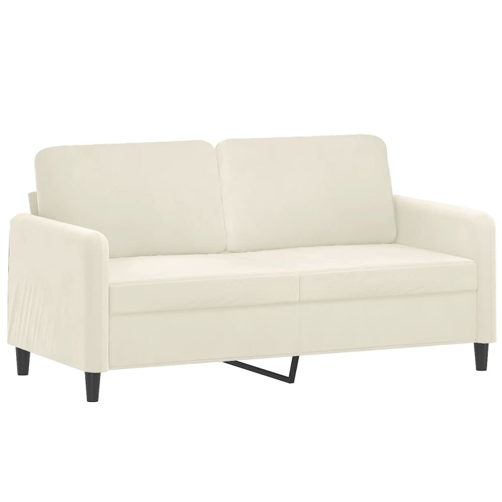 vidaXL Canapea cu 2 locuri cu pernuțe, crem, 140 cm, catifea vidaXL Canapea cu 2 locuri cu pernuțe, crem, 140 cm, catifea