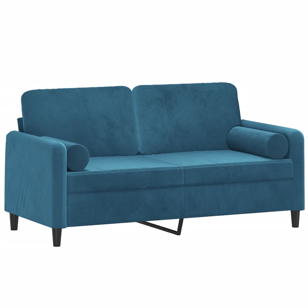 vidaXL Canapea cu 2 locuri cu pernuțe, albastru, 140 cm, catifea vidaXL Canapea cu 2 locuri cu pernuțe, albastru, 140 cm, catifea