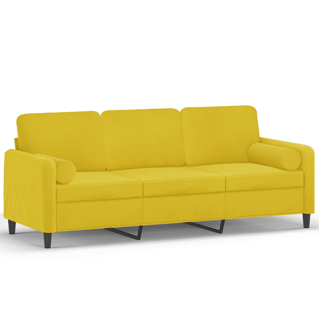 vidaXL Canapea cu 3 locuri cu pernuțe, galben, 180 cm, catifea vidaXL Canapea cu 3 locuri cu pernuțe, galben, 180 cm, catifea