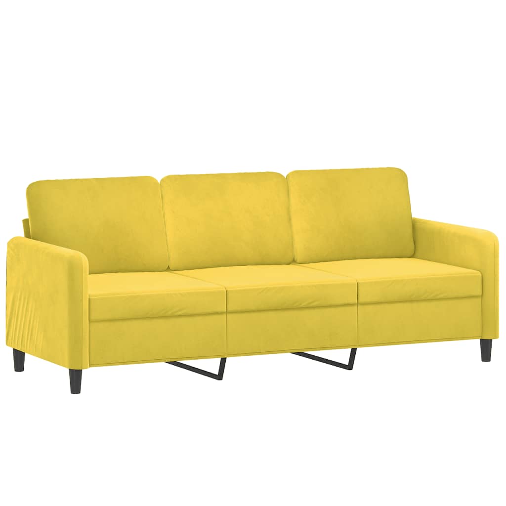 vidaXL Canapea cu 3 locuri cu pernuțe, galben, 180 cm, catifea vidaXL Canapea cu 3 locuri cu pernuțe, galben, 180 cm, catifea