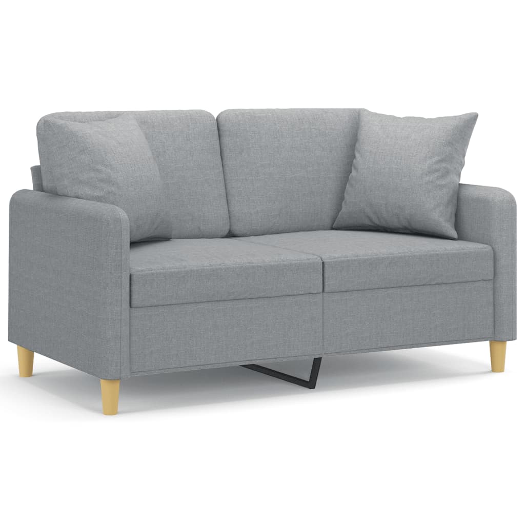 vidaXL Canapea cu 2 locuri cu pernuțe, gri deschis, 120 cm, textil vidaXL Canapea cu 2 locuri cu pernuțe, gri deschis, 120 cm, textil