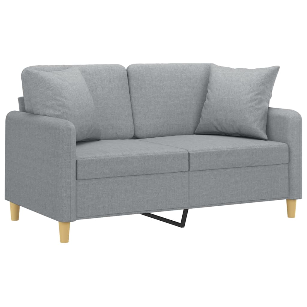 vidaXL Canapea cu 2 locuri cu pernuțe, gri deschis, 120 cm, textil vidaXL Canapea cu 2 locuri cu pernuțe, gri deschis, 120 cm, textil