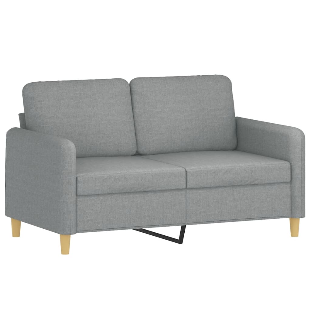 vidaXL Canapea cu 2 locuri cu pernuțe, gri deschis, 120 cm, textil vidaXL Canapea cu 2 locuri cu pernuțe, gri deschis, 120 cm, textil