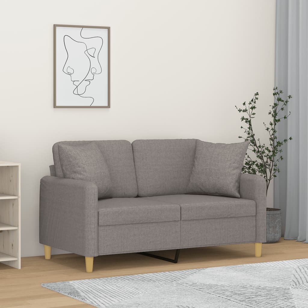 vidaXL Canapea cu 2 locuri cu pernuțe, gri deschis, 120 cm, textil vidaXL Canapea cu 2 locuri cu pernuțe, gri deschis, 120 cm, textil