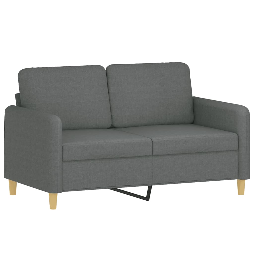 vidaXL Canapea cu 2 locuri cu pernuțe, gri închis, 120 cm, textil