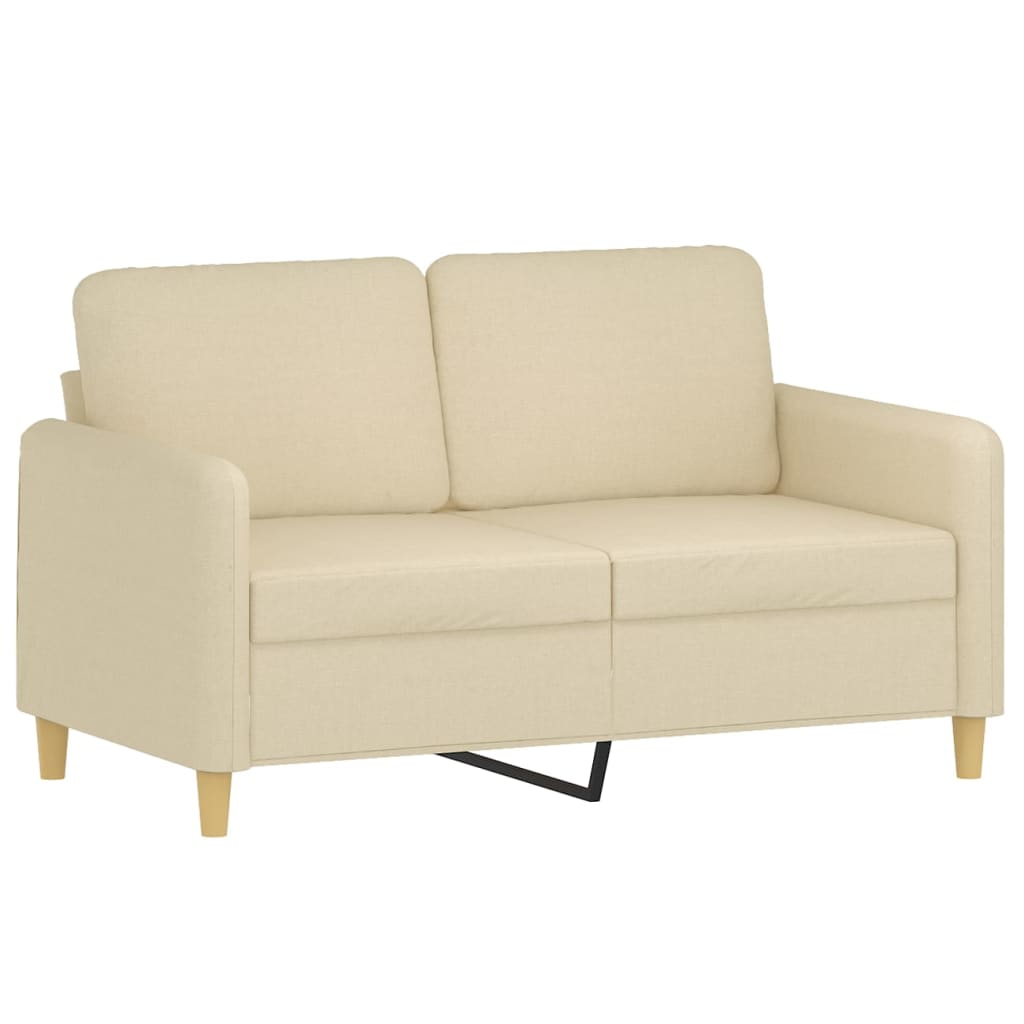 vidaXL Canapea cu 2 locuri cu pernuțe, crem, 120 cm, textil vidaXL Canapea cu 2 locuri cu pernuțe, crem, 120 cm, textil