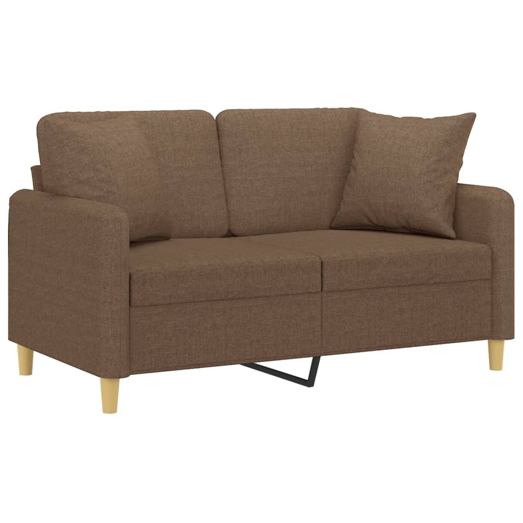 vidaXL Canapea cu 2 locuri cu pernuțe, maro, 120 cm, textil