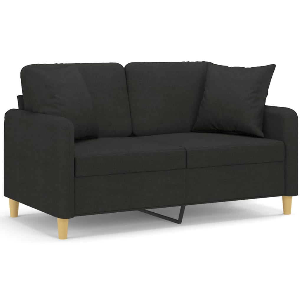 vidaXL Canapea cu 2 locuri cu pernuțe, negru, 120 cm, textil