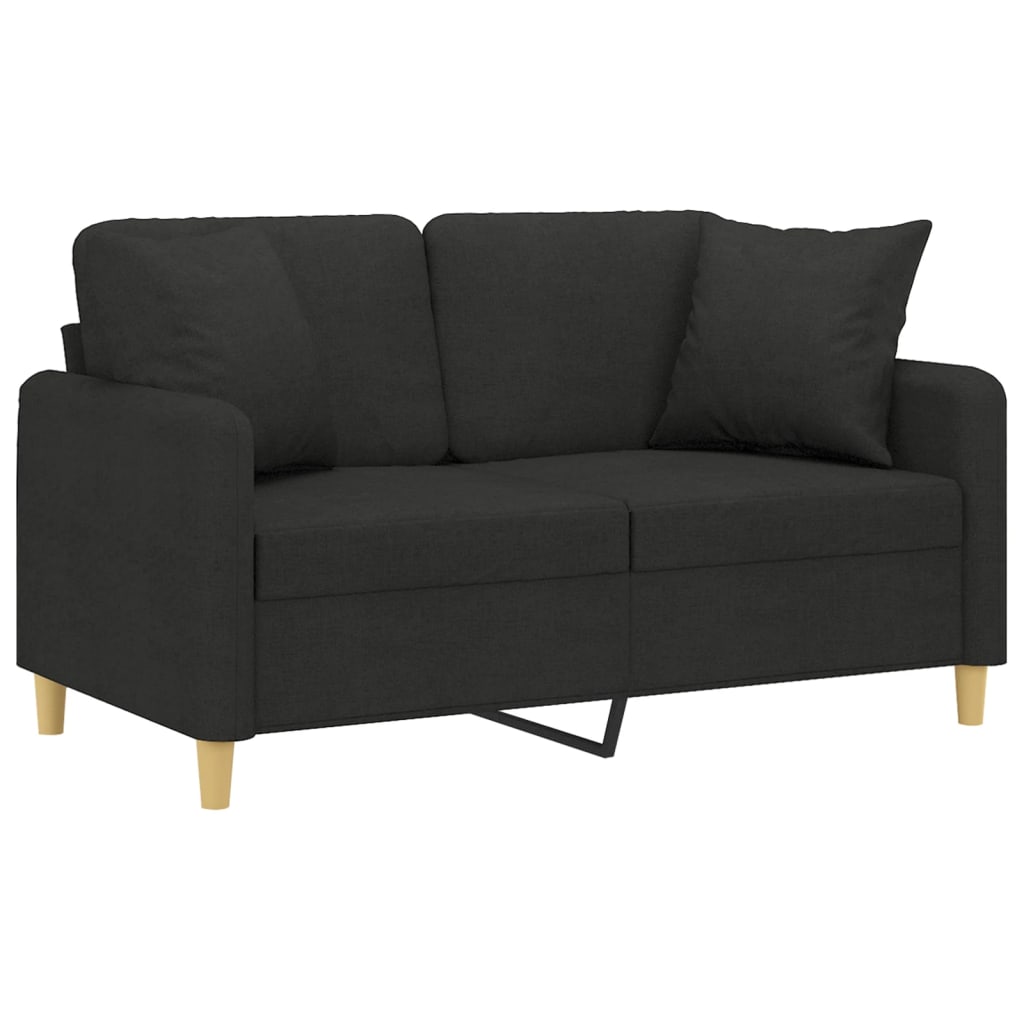 vidaXL Canapea cu 2 locuri cu pernuțe, negru, 120 cm, textil