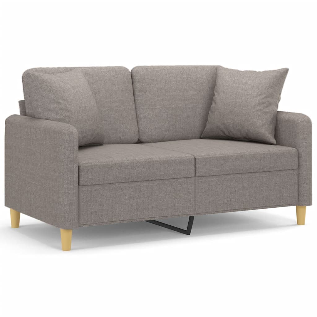 vidaXL Canapea cu 2 locuri cu pernuțe, gri taupe, 120 cm, textil vidaXL Canapea cu 2 locuri cu pernuțe, gri taupe, 120 cm, textil