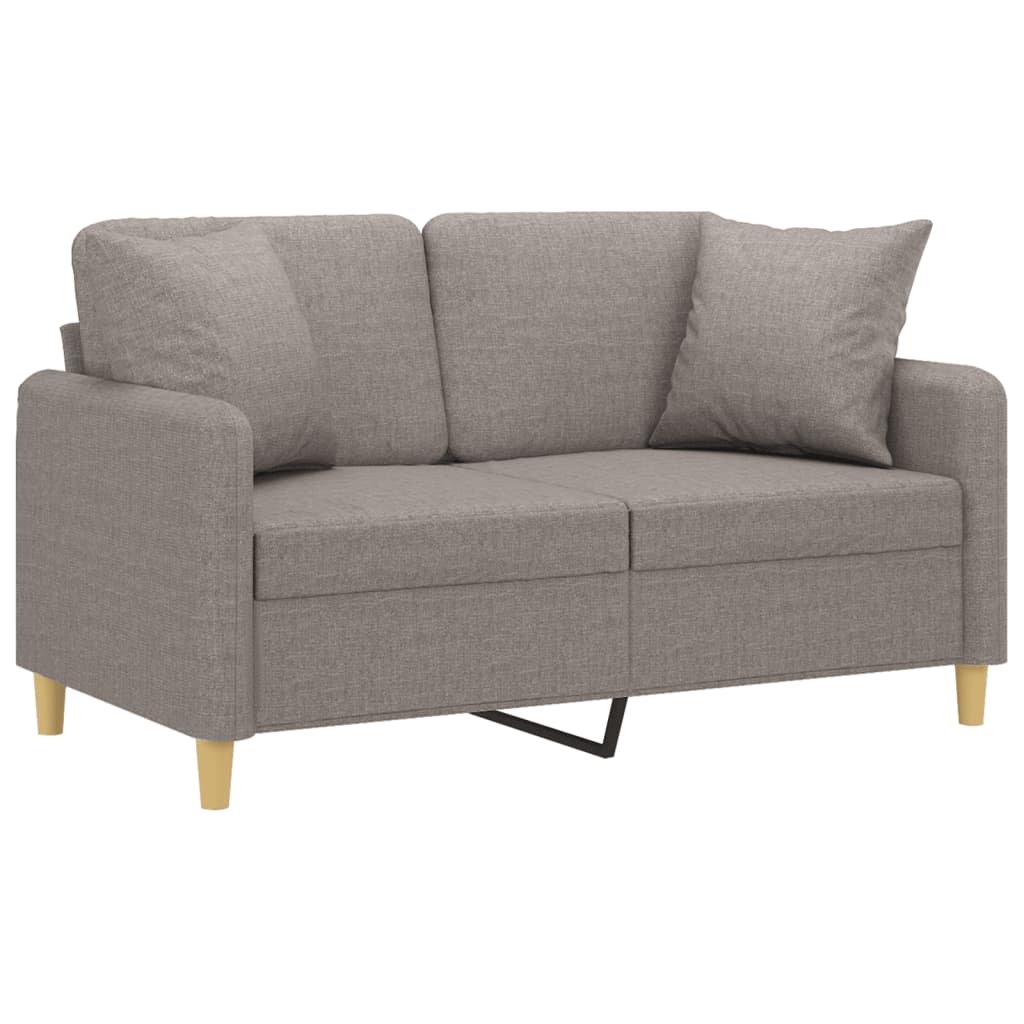 vidaXL Canapea cu 2 locuri cu pernuțe, gri taupe, 120 cm, textil vidaXL Canapea cu 2 locuri cu pernuțe, gri taupe, 120 cm, textil
