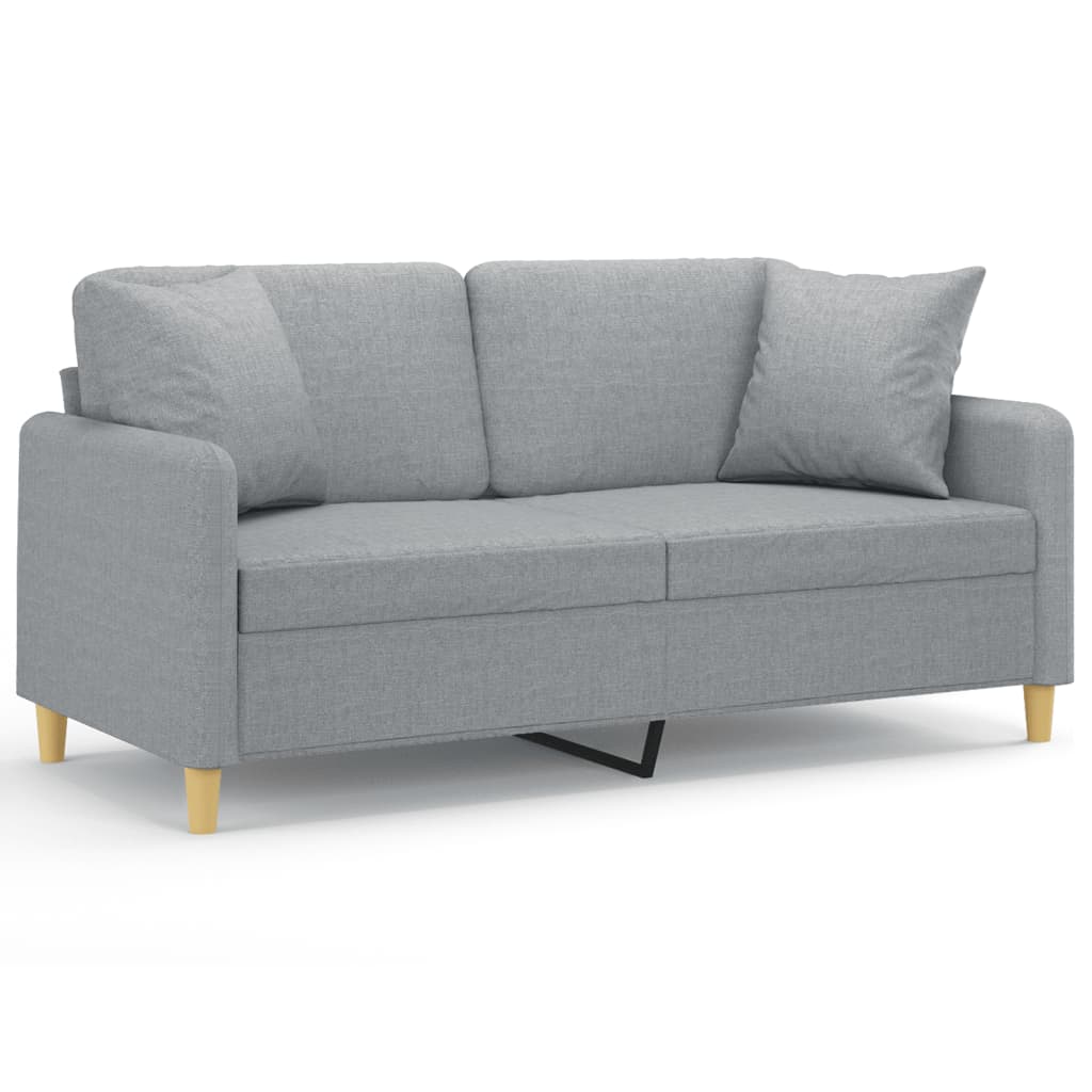 vidaXL Canapea cu 2 locuri cu pernuțe, gri deschis, 140 cm, textil vidaXL Canapea cu 2 locuri cu pernuțe, gri deschis, 140 cm, textil