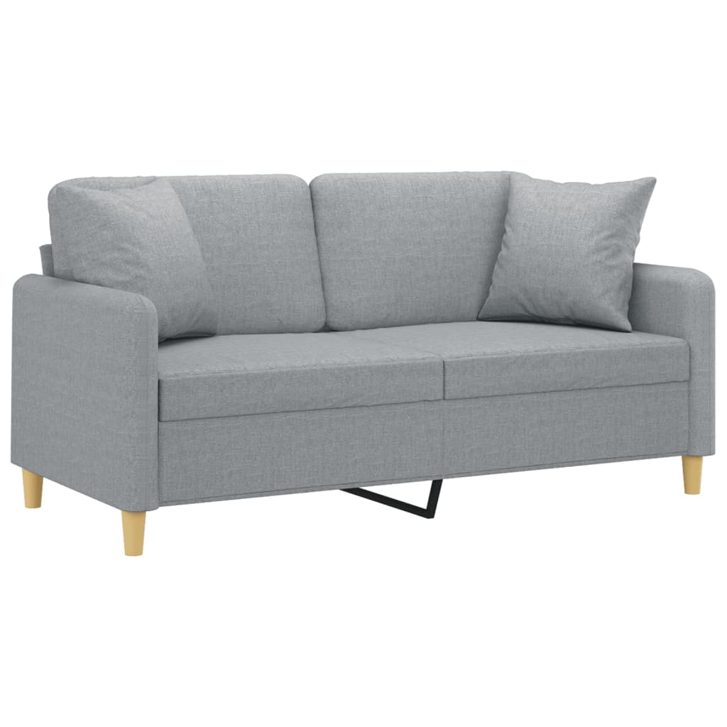 vidaXL Canapea cu 2 locuri cu pernuțe, gri deschis, 140 cm, textil vidaXL Canapea cu 2 locuri cu pernuțe, gri deschis, 140 cm, textil