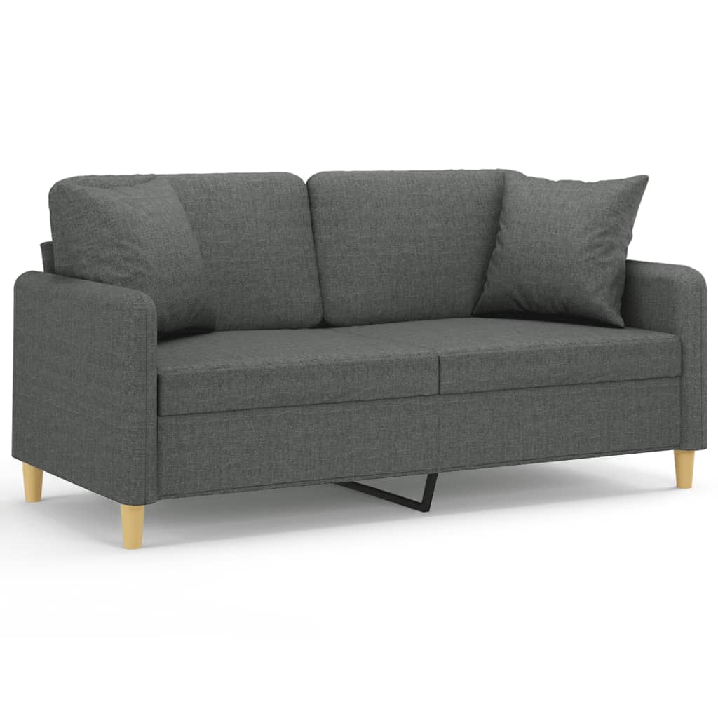 vidaXL Canapea cu 2 locuri cu pernuțe, gri închis, 140 cm, textil vidaXL Canapea cu 2 locuri cu pernuțe, gri închis, 140 cm, textil