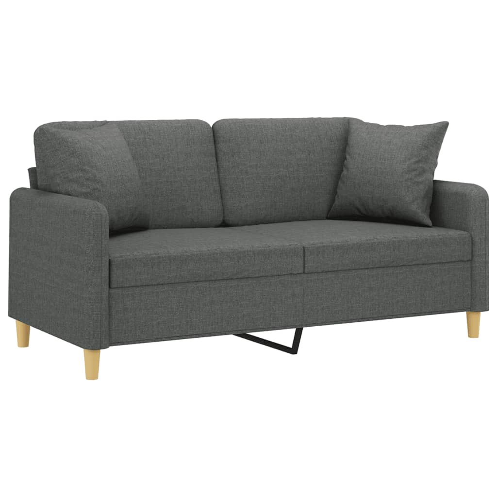 vidaXL Canapea cu 2 locuri cu pernuțe, gri închis, 140 cm, textil vidaXL Canapea cu 2 locuri cu pernuțe, gri închis, 140 cm, textil