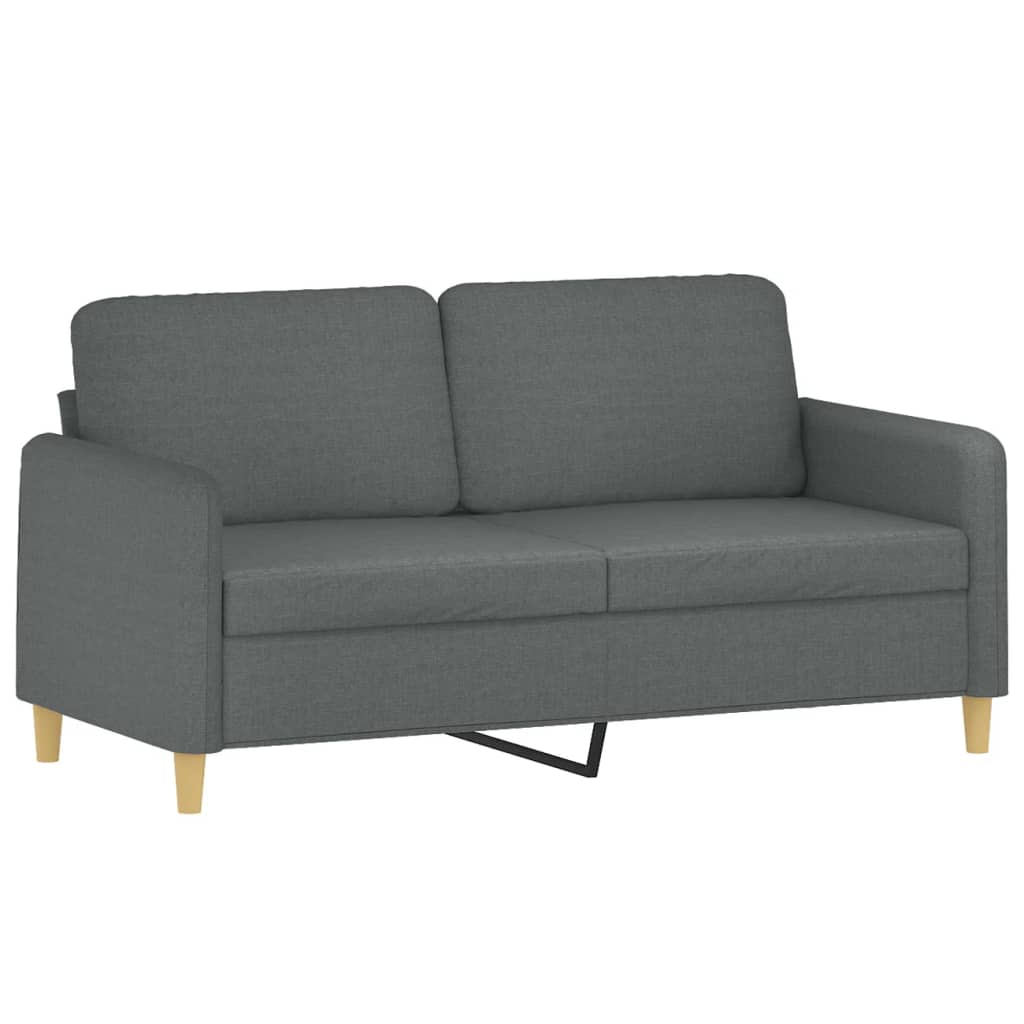 vidaXL Canapea cu 2 locuri cu pernuțe, gri închis, 140 cm, textil vidaXL Canapea cu 2 locuri cu pernuțe, gri închis, 140 cm, textil