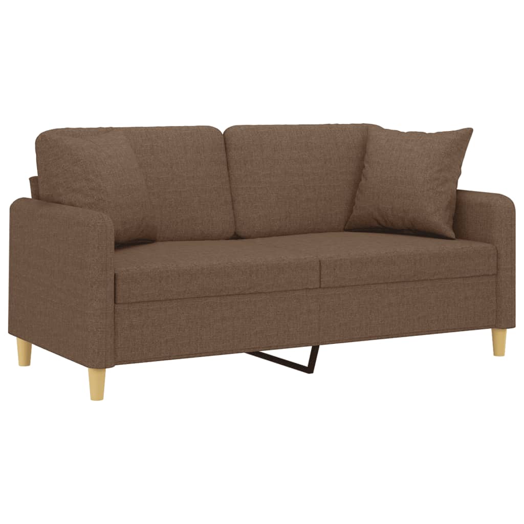 vidaXL Canapea cu 2 locuri cu pernuțe, maro, 140 cm, textil vidaXL Canapea cu 2 locuri cu pernuțe, maro, 140 cm, textil