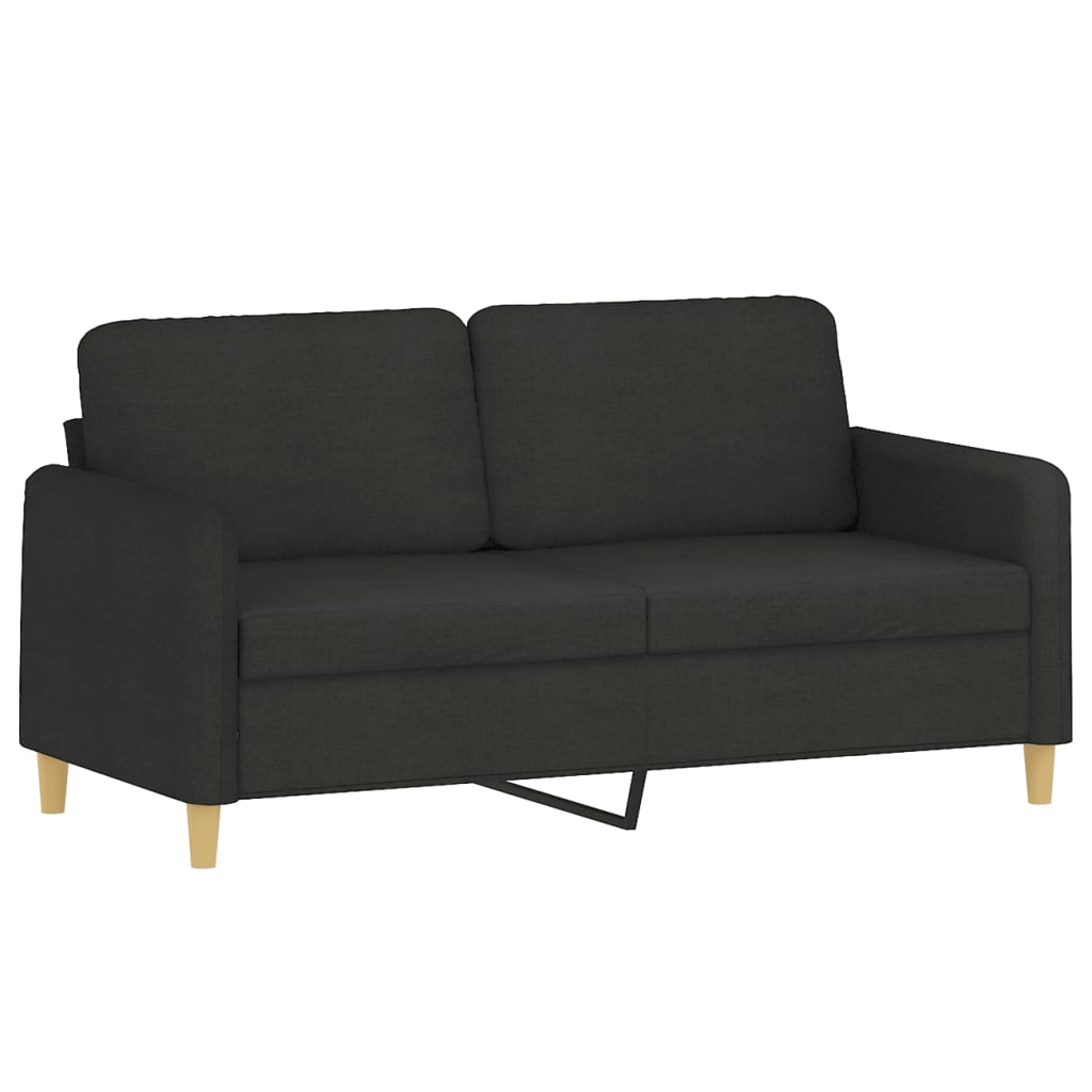 vidaXL Canapea cu 2 locuri cu pernuțe, negru, 140 cm, textil