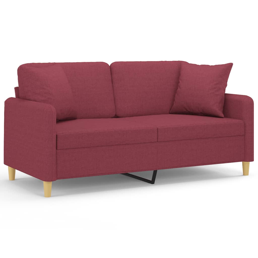 vidaXL Canapea cu 2 locuri cu pernuțe, roșu vin, 140 cm, textil