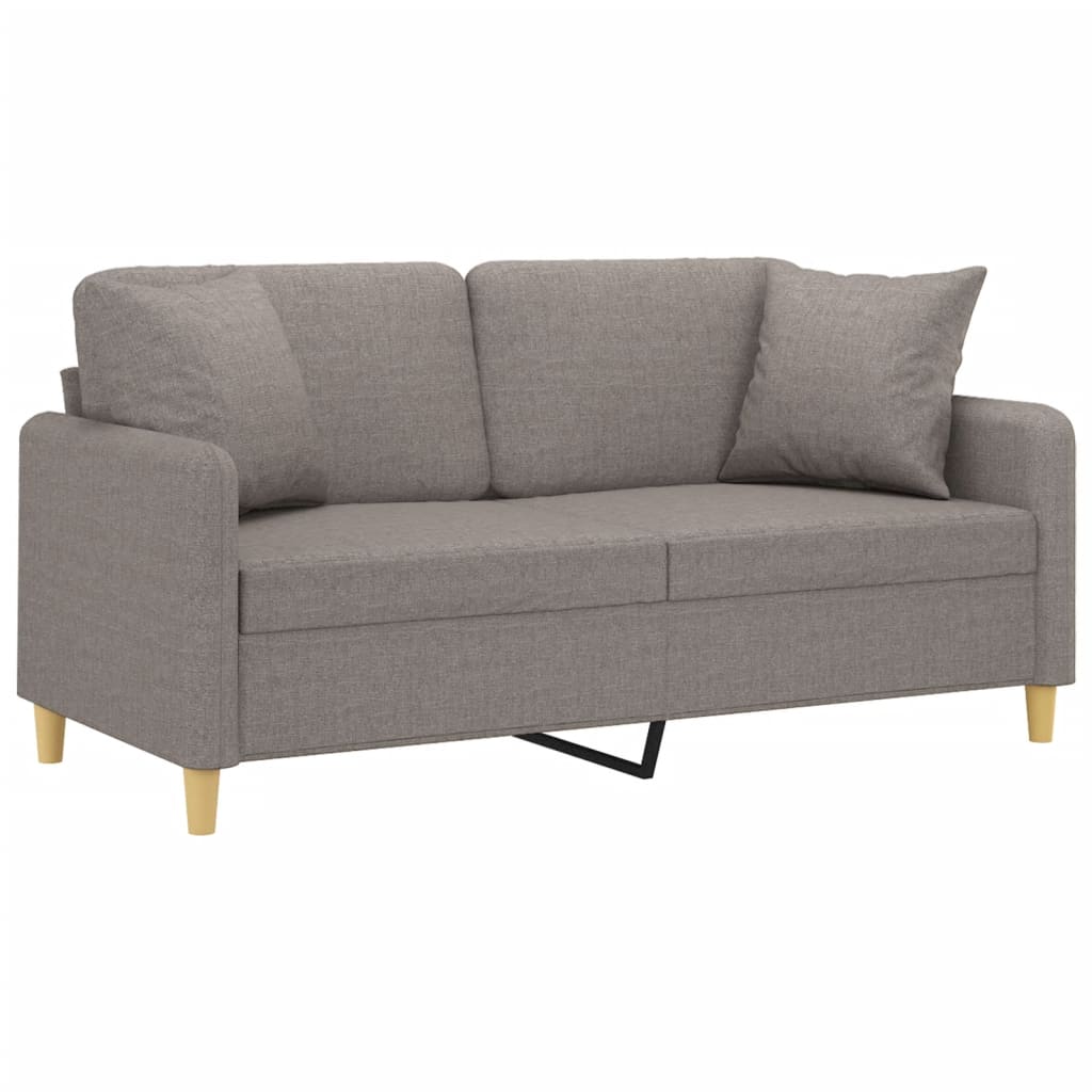vidaXL Canapea cu 2 locuri cu pernuțe, gri taupe, 140 cm, textil vidaXL Canapea cu 2 locuri cu pernuțe, gri taupe, 140 cm, textil