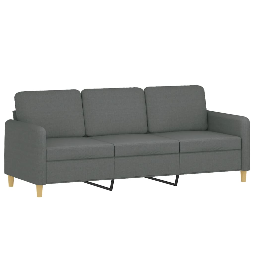 vidaXL Canapea cu 3 locuri cu pernuțe, gri închis, 180 cm, textil