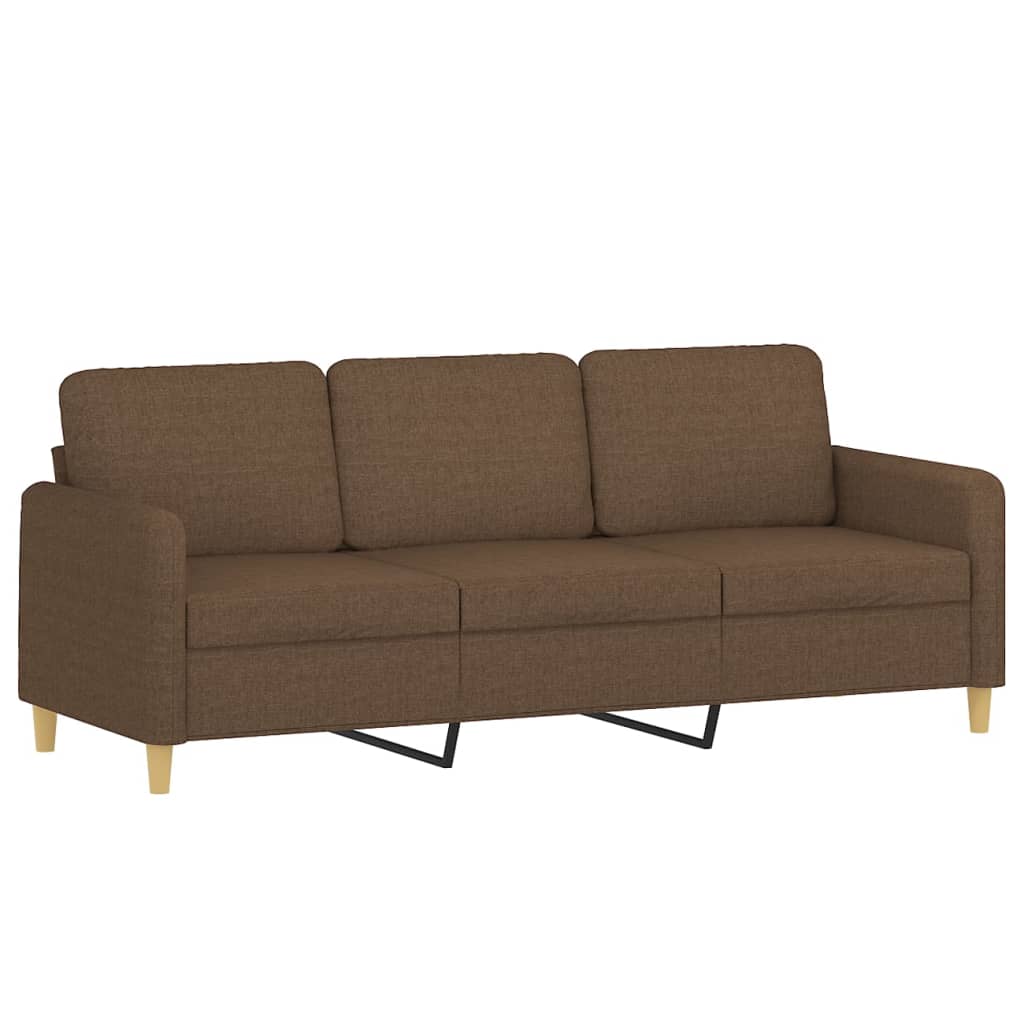 vidaXL Canapea cu 3 locuri cu pernuțe, maro, 180 cm, textil