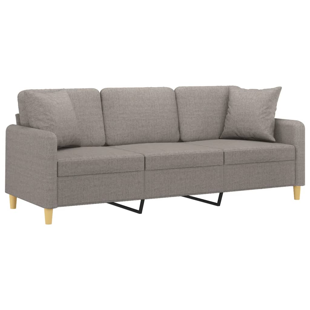 vidaXL Canapea cu 3 locuri cu pernuțe, gri taupe, 180 cm, textil