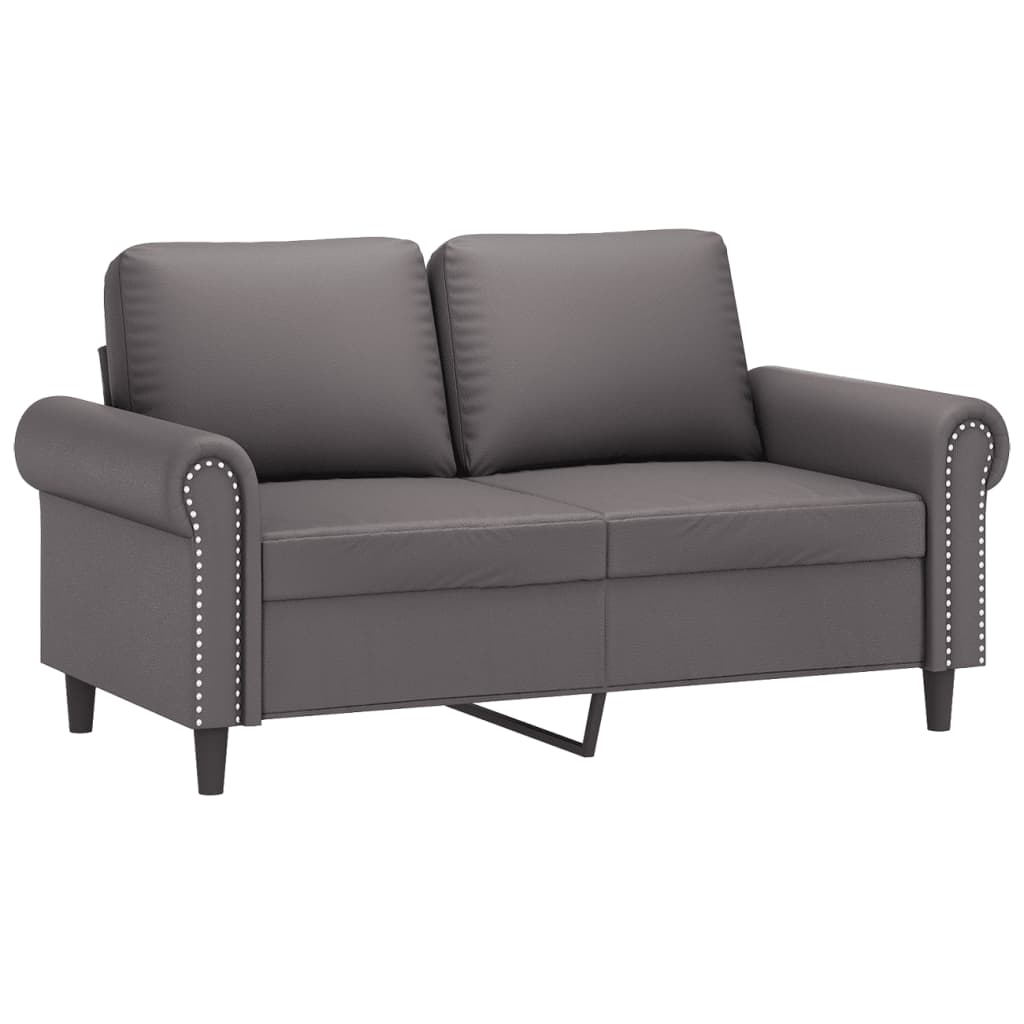 vidaXL Canapea cu 2 locuri cu pernuțe, gri, 120 cm, piele ecologică vidaXL Canapea cu 2 locuri cu pernuțe, gri, 120 cm, piele ecologică