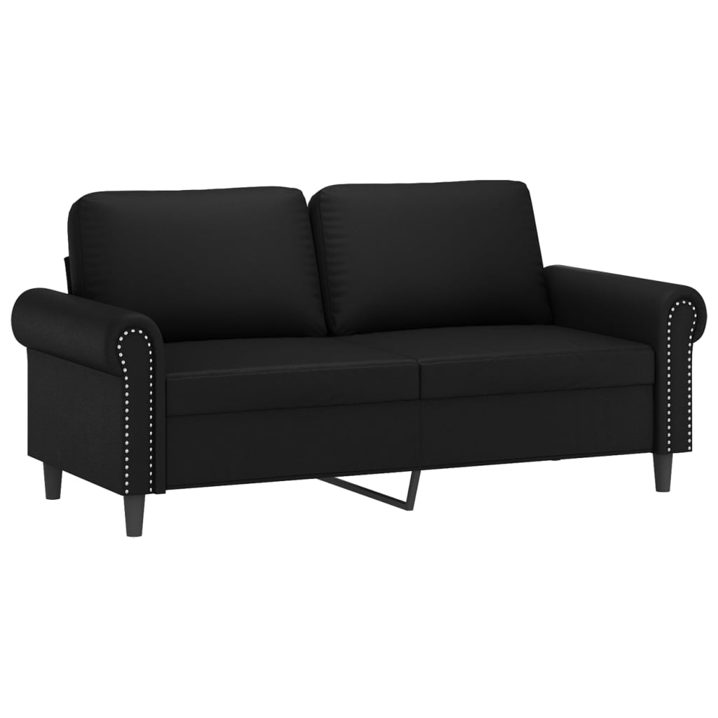 vidaXL Canapea cu 2 locuri cu pernuțe, negru, 140 cm, piele ecologică vidaXL Canapea cu 2 locuri cu pernuțe, negru, 140 cm, piele ecologică