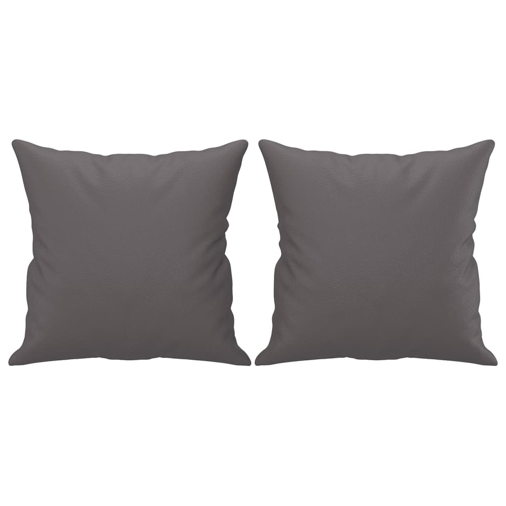 vidaXL Canapea cu 2 locuri cu pernuțe, gri, 140 cm, piele ecologică vidaXL Canapea cu 2 locuri cu pernuțe, gri, 140 cm, piele ecologică