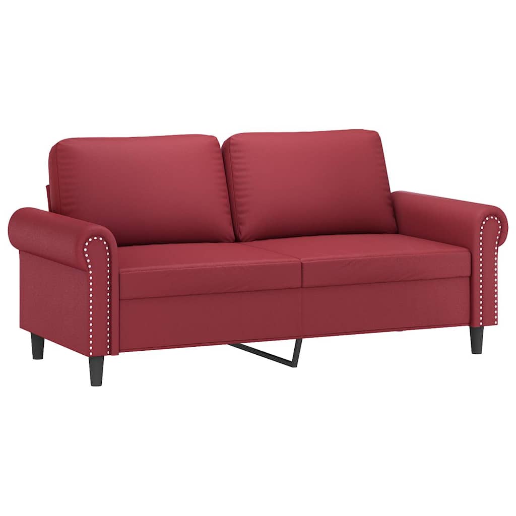 vidaXL Canapea cu 2 locuri cu pernuțe, roșu vin 140 cm piele ecologică vidaXL Canapea cu 2 locuri cu pernuțe, roșu vin 140 cm piele ecologică