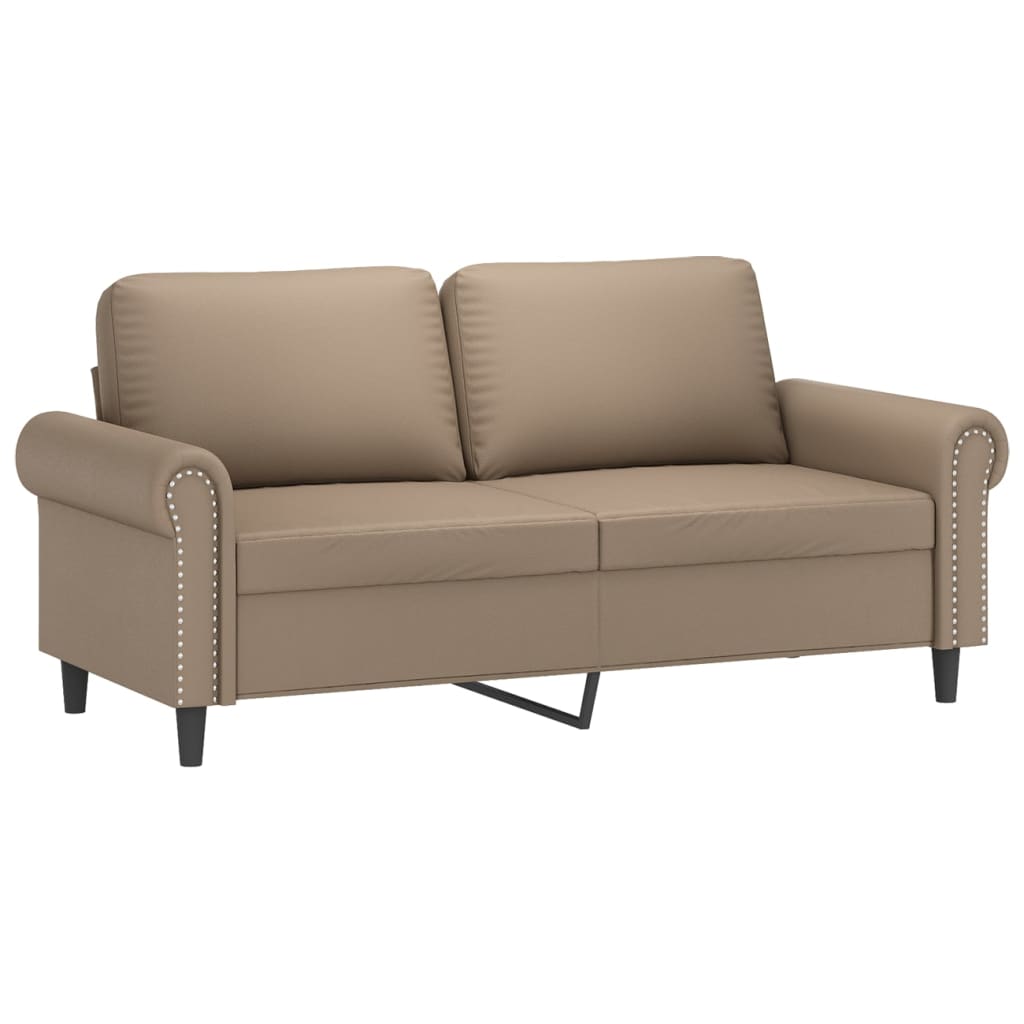 vidaXL Canapea cu 2 locuri cu pernuțe, cappuccino, 140 cm, piele eco.