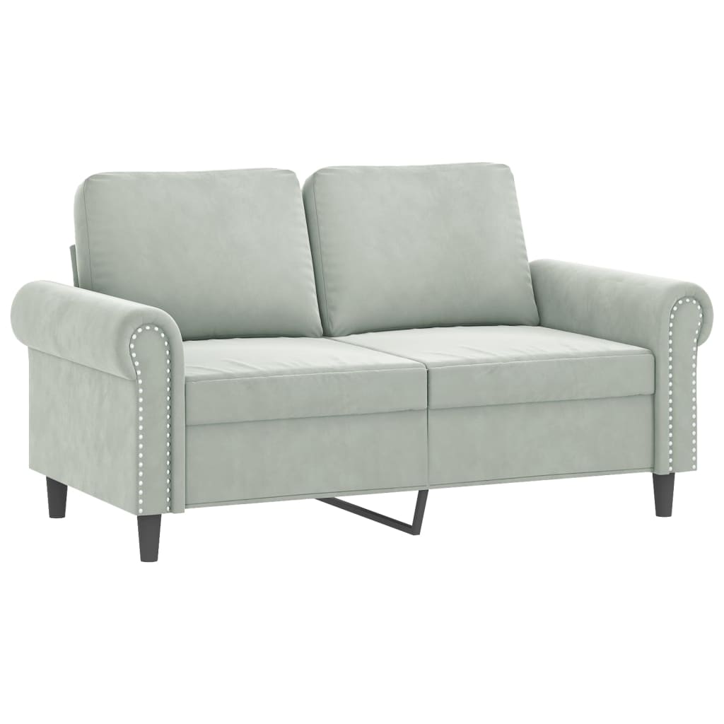 vidaXL Canapea cu 2 locuri cu pernuțe, gri deschis, 120 cm, catifea vidaXL Canapea cu 2 locuri cu pernuțe, gri deschis, 120 cm, catifea