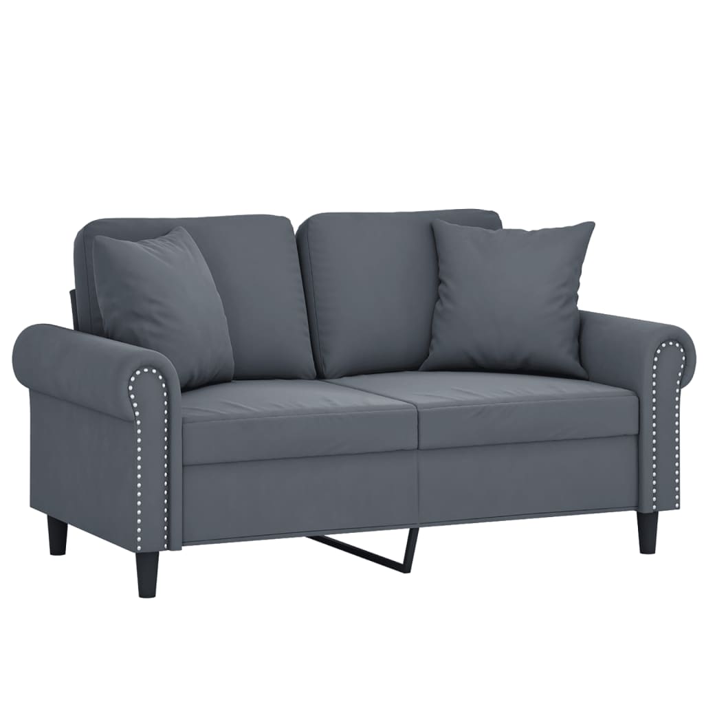 vidaXL Canapea cu 2 locuri cu pernuțe, gri închis, 120 cm, catifea vidaXL Canapea cu 2 locuri cu pernuțe, gri închis, 120 cm, catifea