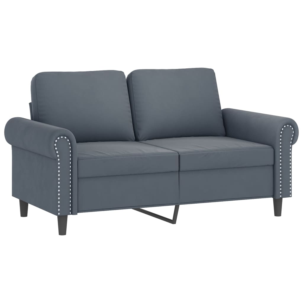 vidaXL Canapea cu 2 locuri cu pernuțe, gri închis, 120 cm, catifea vidaXL Canapea cu 2 locuri cu pernuțe, gri închis, 120 cm, catifea
