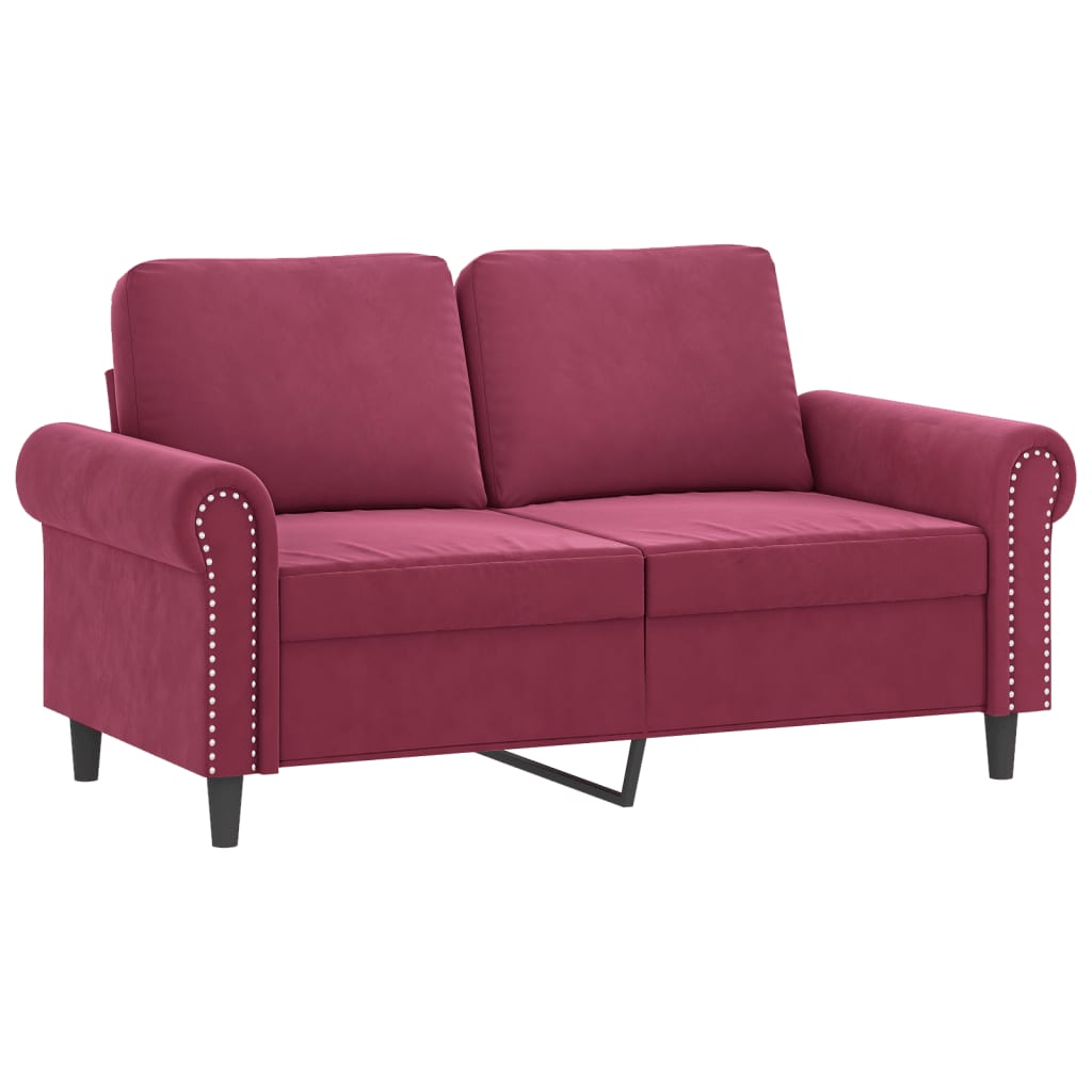 vidaXL Canapea cu 2 locuri cu pernuțe, roșu vin, 120 cm, catifea vidaXL Canapea cu 2 locuri cu pernuțe, roșu vin, 120 cm, catifea