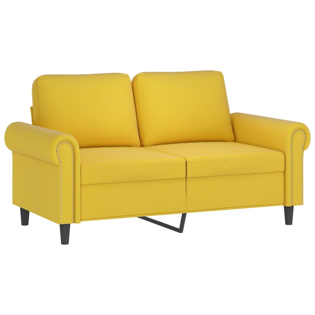 vidaXL Canapea cu 2 locuri cu pernuțe, galben, 120 cm, catifea vidaXL Canapea cu 2 locuri cu pernuțe, galben, 120 cm, catifea